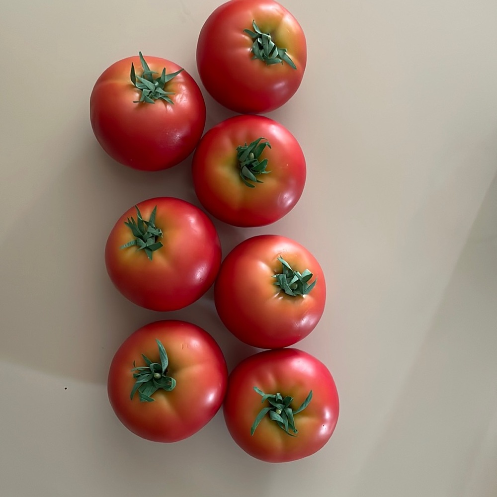Realistic Red Faux Tomato Set with Green Stems